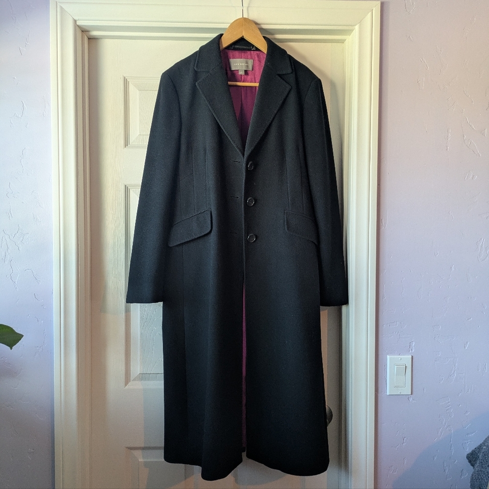 Ann Taylor Black Coat with Purple Lining